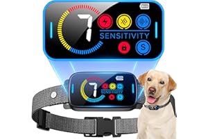 SLAYKAM Bark Collar for Large Medium Dogs Smart Ultrasonic Dog Bark Collar Deterrent Device Rechargeable Anti Barking Collar with Adjustable Ultrasonic Beep Vibration Shock and 7 Sensitivity (Black)