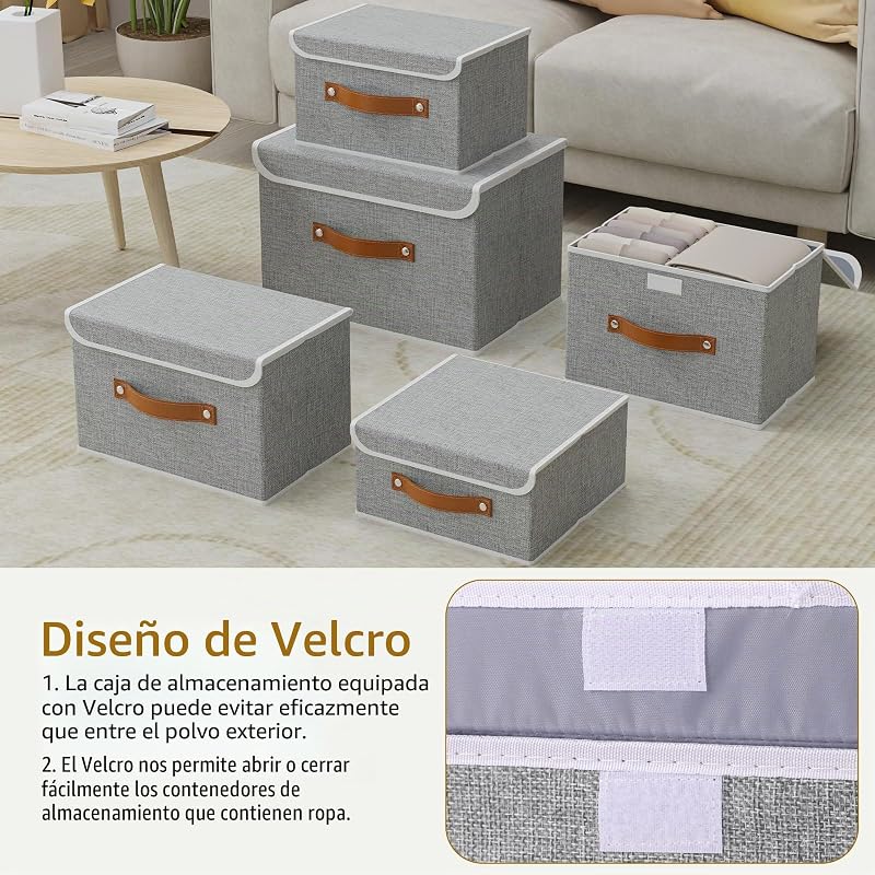 2 Piezas Caja almacenaje, Cajas Organizadoras, 44x29x30cm, Gris — foto 4 de 7