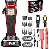 WMARK Professional Durable Cordless Hair Clipper for Barbers, Stylists & Men - 10000 RPM Maglev Motor, DLC Coated Zero-Gapped Fade Blade, 3 Modular Lids NG-X1