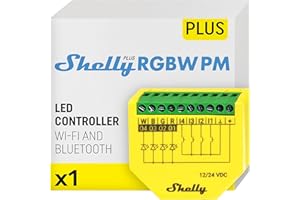 Shelly Plus RGBW PM | WiFi Smart Remote Control for RGBW Led Strips with Power Metering | Home Automation | Bluetooth Gateway | No Hub | Compatible with Alexa & Google Home | iOS Android App
