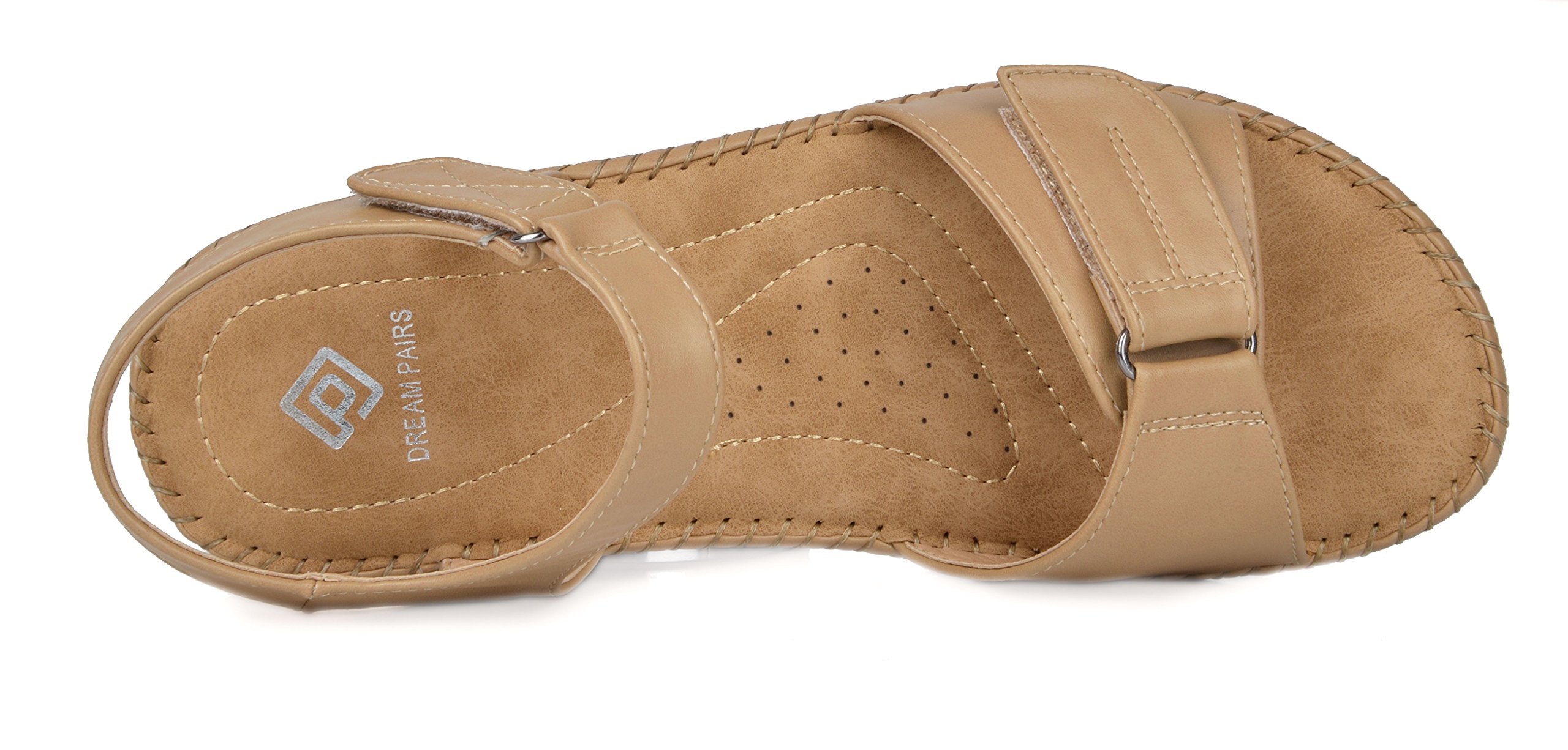 DREAM PAIRS Women's Truesoft_05 Beige Low Platform Wedges Slingback Flat Sandals Size 7 B(M) US - Image 7
