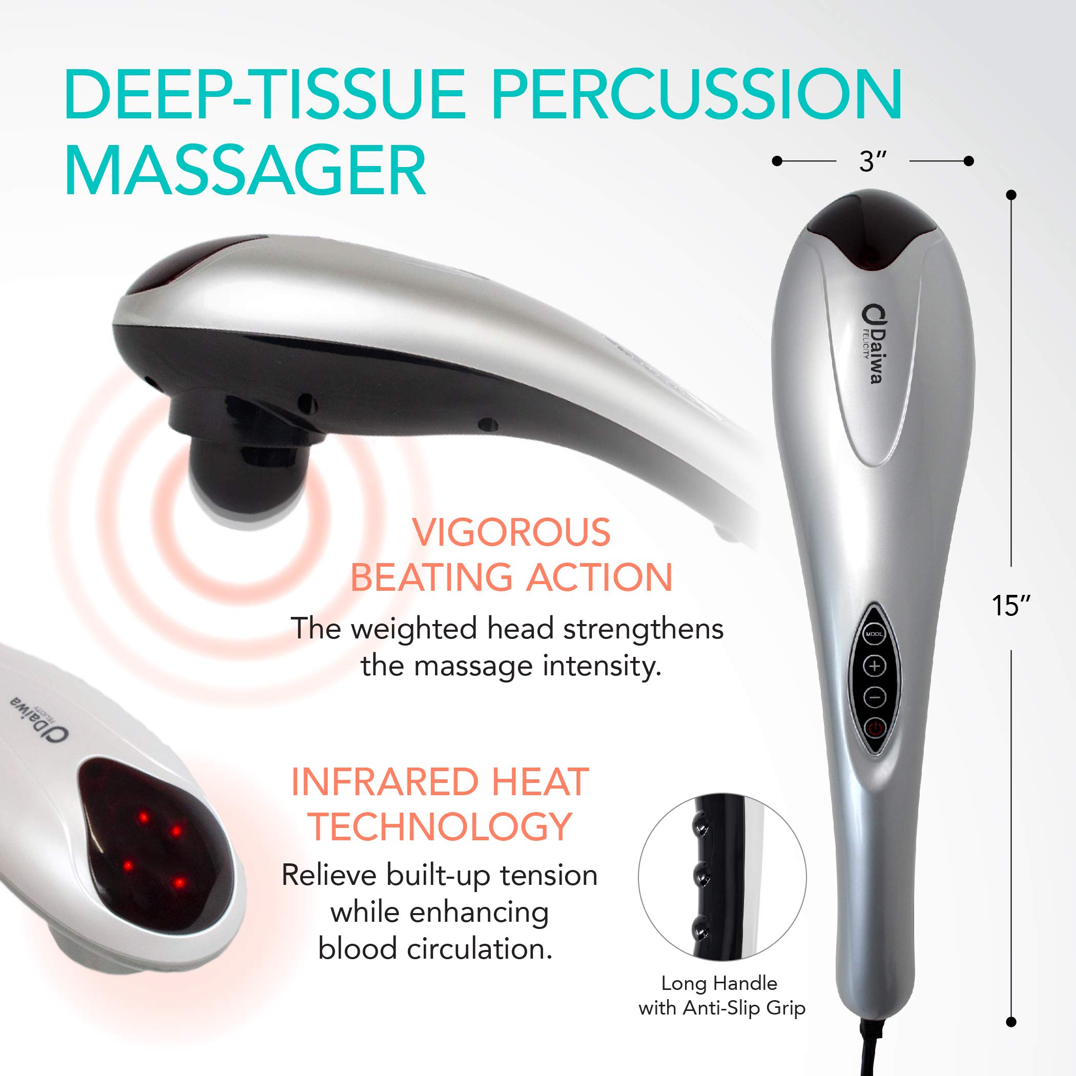 Daiwa Felicity Electric Handheld Massager Deep Tissue, Back, Neck
