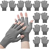 DOPENSPI 6 Pack Half-Finger Workout Gloves, Lightweight Half-Finger Slip Breathable Fingerless Work Glove Compression Gloves for Cycling Sports Motorcycle Fishing