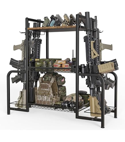Gun Rack Wooden Standing Floor Gun Display Storage Rifle Gun - View #11