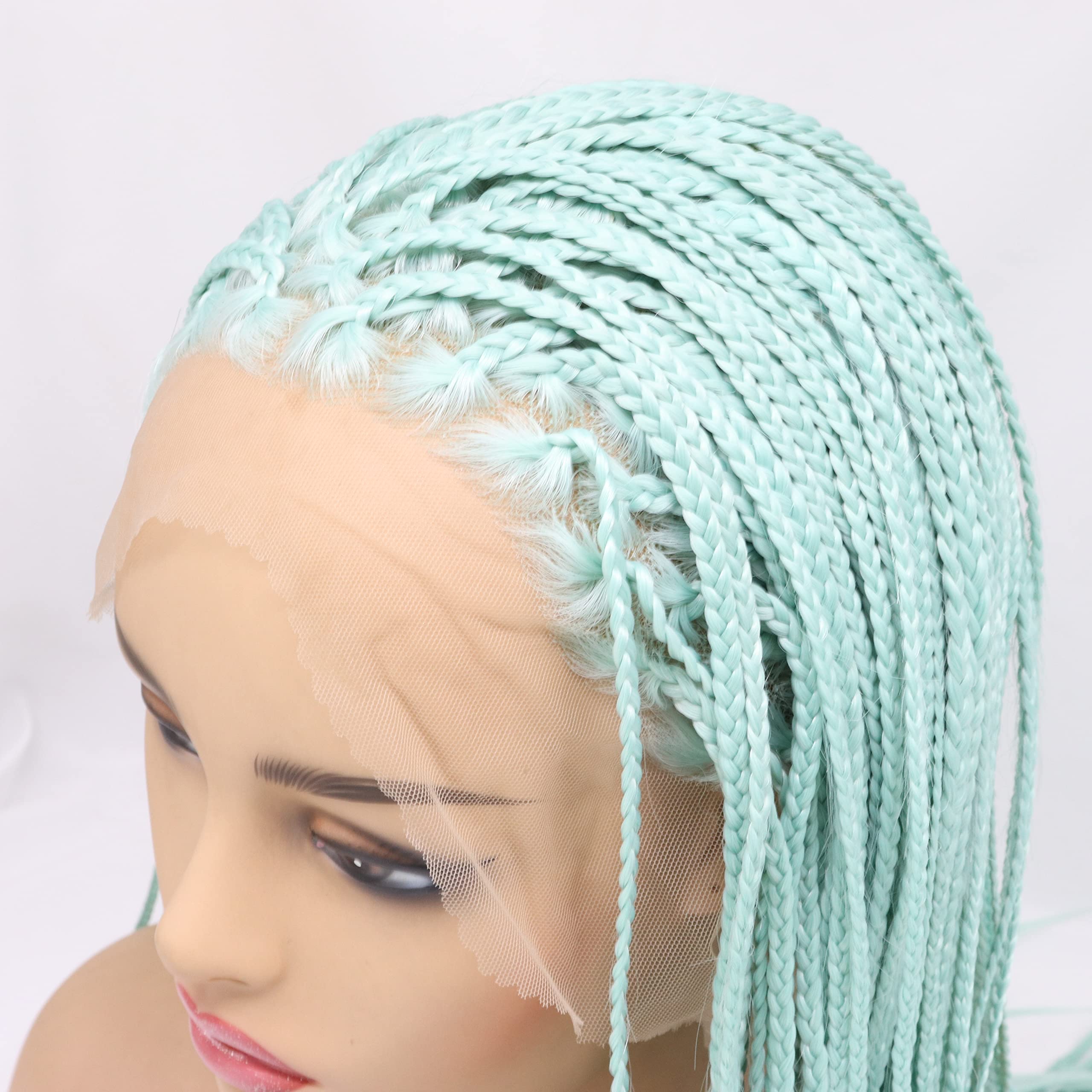 RainaHair 26inch Box Braided Wigs Drag Queen Afro America Blue Synthetic Lace Front Wigs for Women Ladies Cosplay Party Festival Long Braids Hair