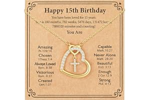 ESPVO Happy 6th 7th 8th 9th 10th 11th 12th 13th Birthday Necklace Gifts for Girls, 14K Gold Plated Necklace Religious Christian Jewelry for Her 16+3 Inches
