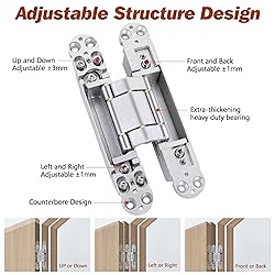 Hawaminent Upgraded Invisible Door Hinges 2 Silver