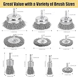 DazSpirit 10 Pcs Wire Brush Set for Drill Brass-Coated Hex Shank 6mm view 2