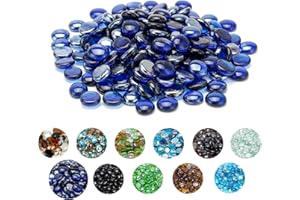 Skyflame 10-Pound Fire Glass Beads for Fire Pit Fireplace, 1/2-Inch Size Royal Cobalt Blue Luster Decorative Blended Fireglass Drops for Landscaping