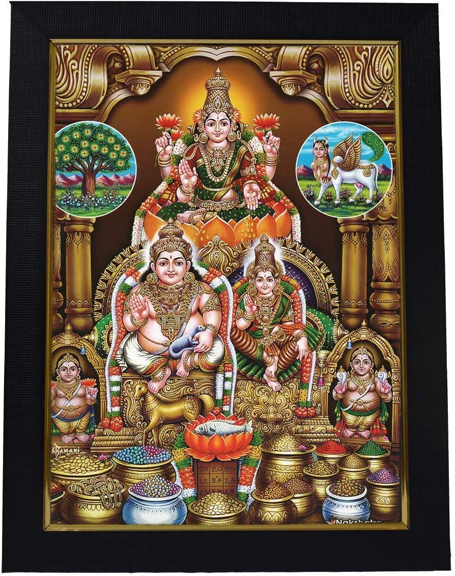 99Crafts -Wooden Lakshmi Kubera Darbar Photo Frame 10 X 13 Inches (Brown)