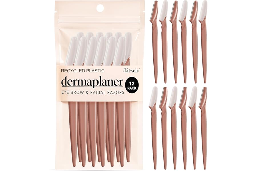 Kitsch Dermaplane Razor for Women Face – Face Razors for Women & Men, Eyebrow Trimmer & Face Shaver – Exfoliating Facial Razor & Skin Care Tool for Smoother Skin – Terracotta, 12 pcs