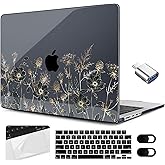 MEEgoodo Compatible with MacBook Pro 14 inch Case (M5/M4/M3/M2/M1) 2025 2024 2023 2021, Case Fit Model A3434/A3112/A3401/A3185/A2918/A2992/A2779/A2442 Pro/Max, Golden Flowers & Herbs