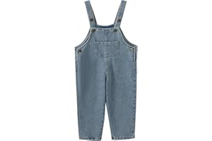 JWWN Kids Relaxed Fit Denim Bib Overalls Little Big Boys Girls Soft Cotton Jean Pants 3-8Years