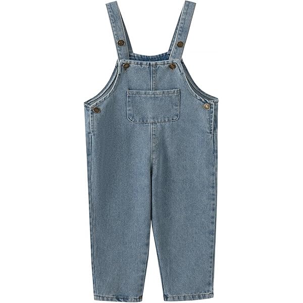 KIDSCOOL SPACE Baby & Little Boys/Girls Water Washed Ripped Soft Denim Overalls 6 12 Months Light Blue 1881