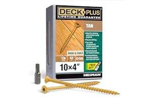Deck Plus 48423 Wood Screws #10 x 4, Tan, 1lb Box
