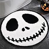 KGNN Jack Halloween Rugs Mat 2ft Round Non-Slip Cute Creepy Nightmare Bath Rug Bathroom Shower Floor Mat for Halloween Indoor Decor Nightmare Before Holiday Christmas Decorations