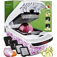 Fullstar Vegetable Chopper - Spiralizer Vegetable Slicer - Onion Chopper with Container - Pro Food Chopper - Black Slicer Dic