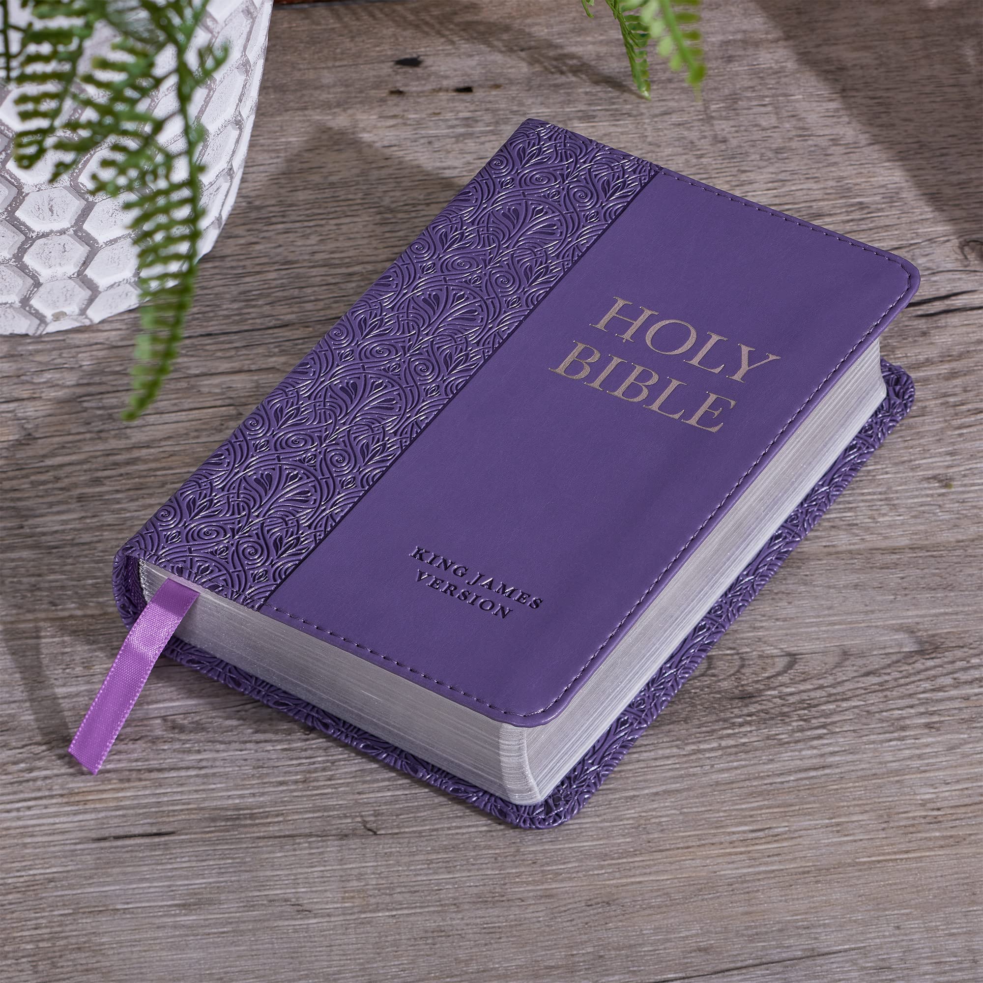 KJV Holy Bible, Mini Pocket Size, Faux Leather Red Letter Edition - Ribbon Marker, King James Version, Purple (KJV Pocket Editions) KJV Holy Bible, Mini Pocket Size, Faux Leather Red Letter Edition - Ribbon Marker, King James Version, Purple (KJV Pocket Editions) Imitation Leather