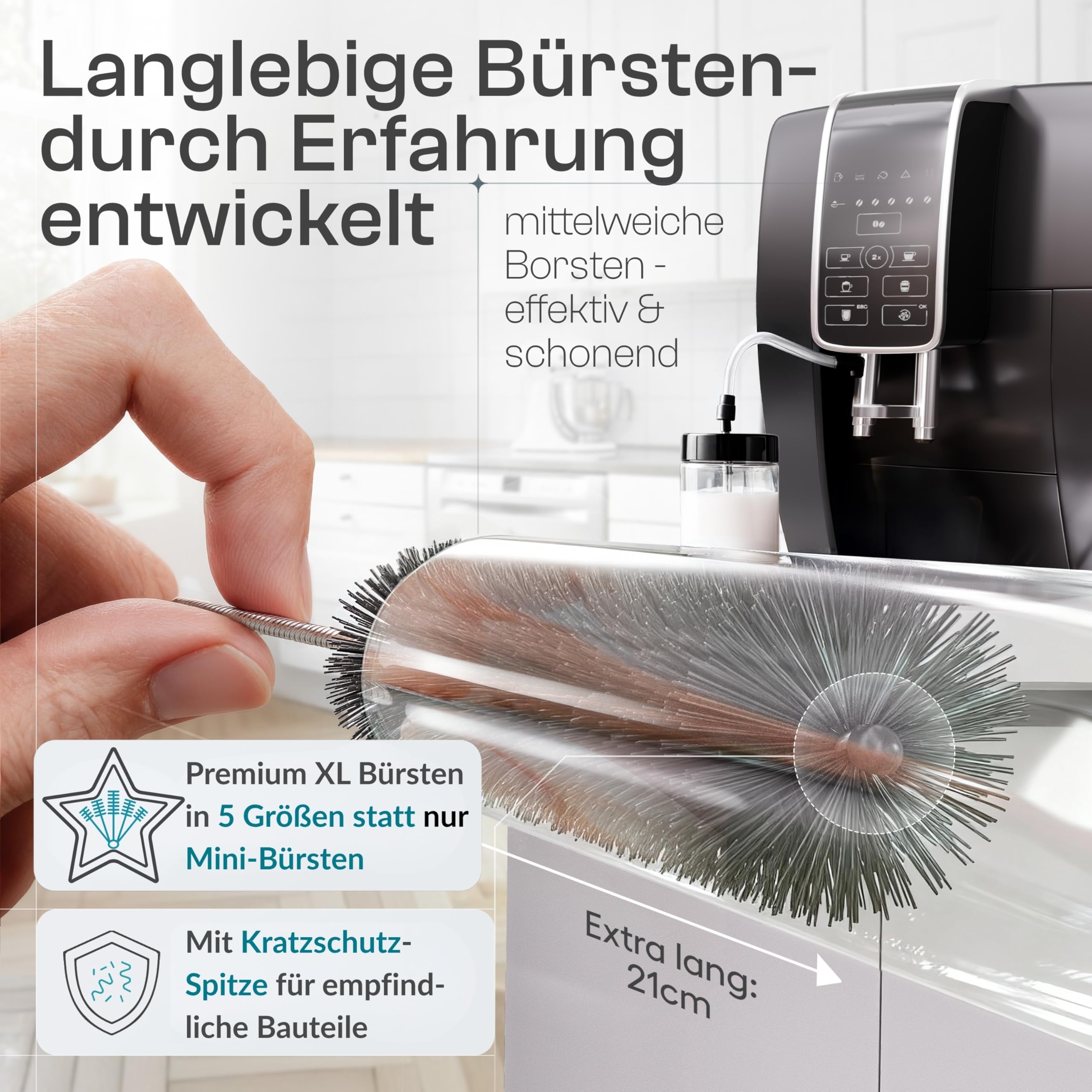 fancility® 25g Silikonfett für Kaffeevollautomaten & Armaturen-Fett (2-fach geprüft) + 5 XL Reinigungsbürsten 21cm - Hahnfett für Dichtungen, O-Ringe & Brühgruppe - Multi-Schmierfett lebensmittelecht 5