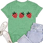 SUWATOIN Women Strawberry Shirts Fruit Lover Berries T-Shirt Gardening Tee Farmer Gardener Gifts Tops