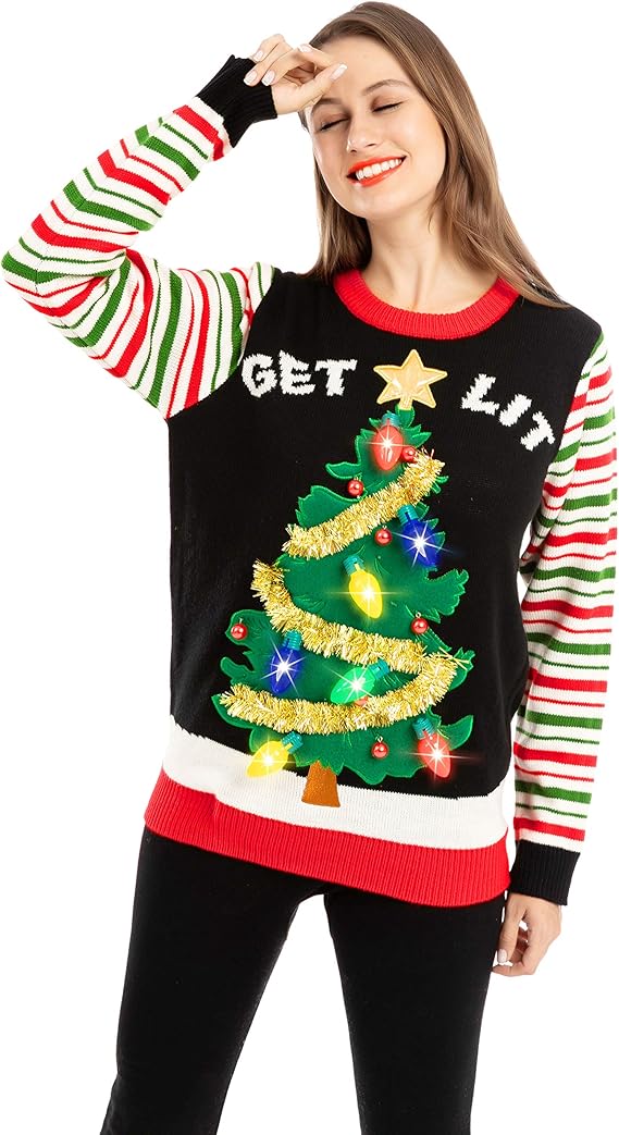 レディース Led ライトアップ Get Lit クリスマスツリーアグリークリスマスセーター 電球内蔵 Us サイズ Medium カラー ブラック セーター 通販 Amazon レディース Led ライトアップ Get Lit クリスマスツリーアグリークリスマスセーター 電球内蔵 Us サイズ Medium カラー ブラック セーター 通販 Amazon