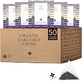 Art of Tea | Organic Earl Grey Cream Tea| 50 Count Pyramid Tea Bag Sachets