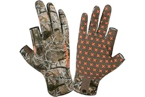 BASSDASH Unisex Fingerless Fleece Liner Camo Hunting Gloves for Cold Weather UPF 50+ Lightweight Fishing Photography HG06