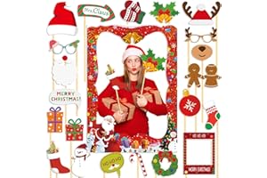 Funny Christmas Photo Booth Props Frame - 20 Pcs Cardboard Xmas Booth Props Frame, Merry Christmas Party Favors for Guest