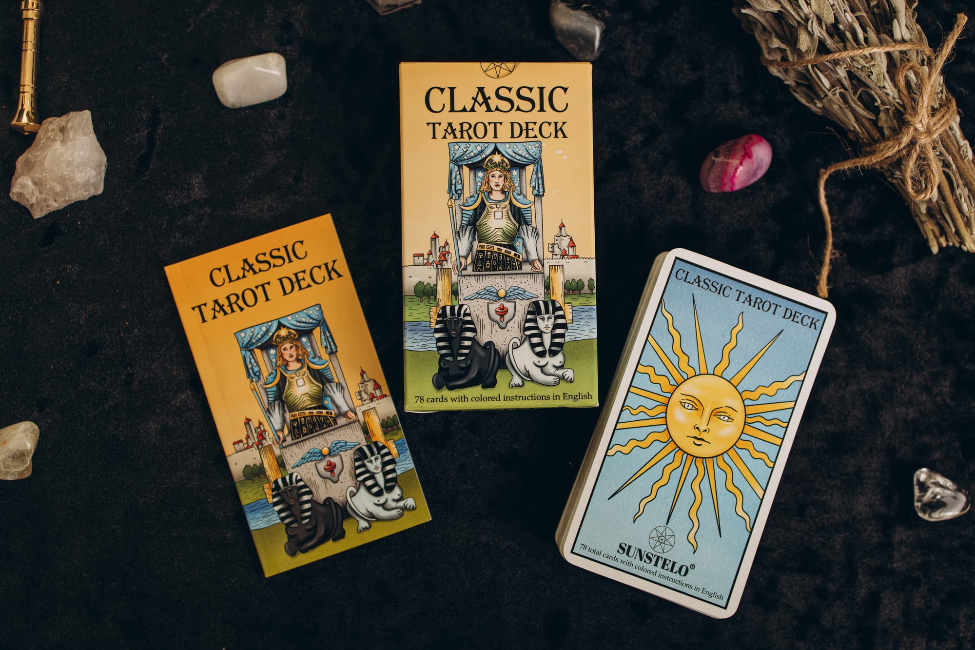 SUNSTELO Tarot Cards with Guide Book - Remastered Original Design Tarot Deck for Beginners and Professional - Fortune Telling Cards - Divination Tools