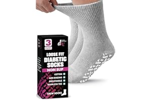 Debra Weitzner Non-Binding Loose Fit Sock - Non-Slip Diabetic Socks for Men and Women - Crew, Ankle 3Pk