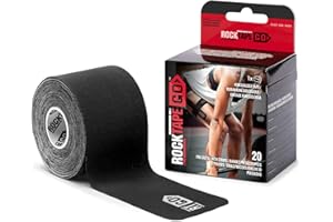 RockTape Go Standard Adhesive Pre-Cut Kinesiology Tape (Black)