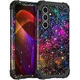Miqala for Galaxy S25 FE Case,Glow in The Dark Three Layer Heavy Duty Shockproof Protection Hard Plastic Bumper+Soft Silicone Protective Case for Samsung Galaxy S25 FE 5G,Colorful Sky