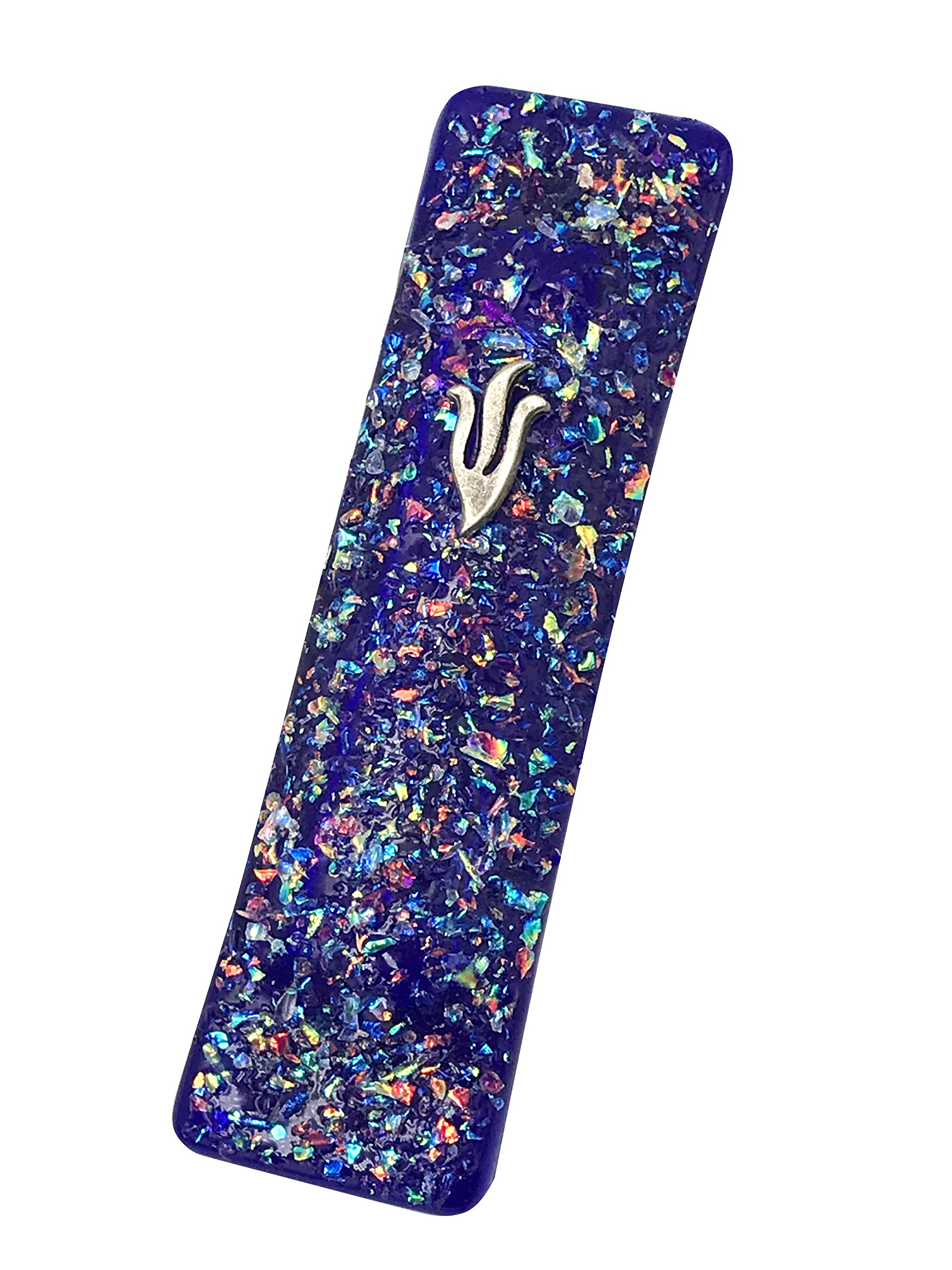 Tamara Baskin Art Glass Sparkling Jewel Tone Mezuzah (Midnight Blue)