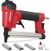 KEENTECH T50 Pneumatic Staple Gun 20GA with 3780pcs 3/8" Crown Staples | Upholstery/Fabric/Leather, 200,000+ Cycle Lifespan, Low Jamming, Dual Trigger Safety, Efficient Stapling:180-240 Staples/Min