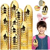Skirfy 24PCS Golden Easter Eggs, Empty 3.15" Golden Eggs Bulk Fillable for Easter Hunt Party Favor Basket Stuffers Filler Classroom Prize Supplies Decor