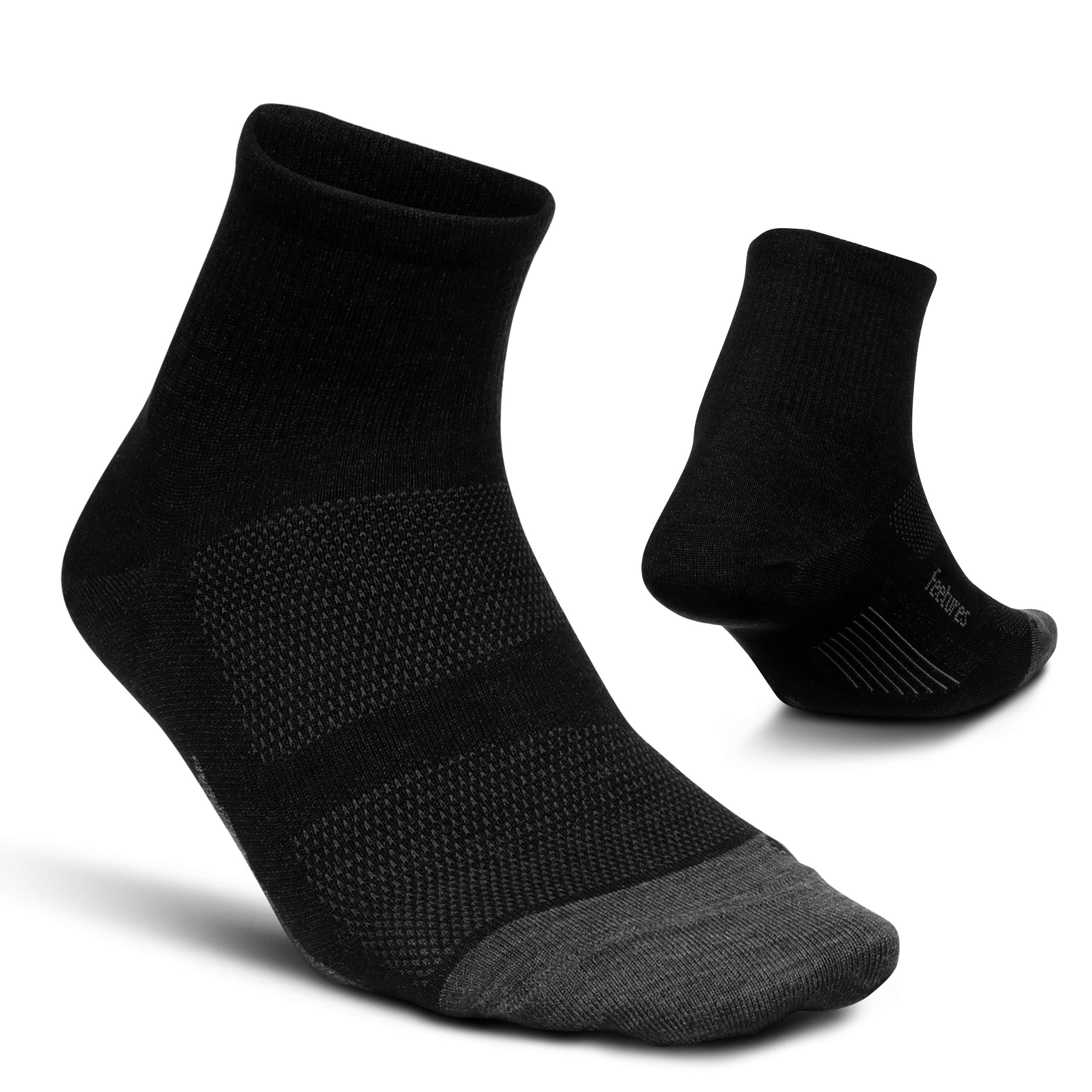 Feetures - Merino 10 Ultra Light Ultra Light - Quarter - Athletic Running Socks for Men and Women - Charcoal - Size Small