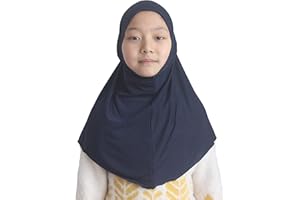 Modest Beauty Girls Hijab Muslim Kids Scarf Headwear Solid Color for 6-11 Years Ready to Wear