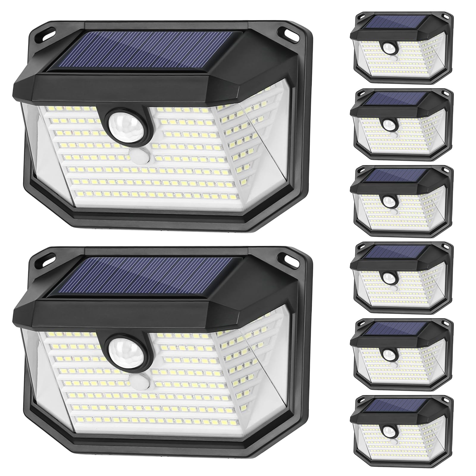 Photo 1 of Solar Outdoor Lights, 8-Pack Super Bright 178 LEDs Motion Sensor Wall Light with 270° Wide Angle & 3 Modes, Waterproof Solar Powered Security Light for Patio Garden Garage Front Door