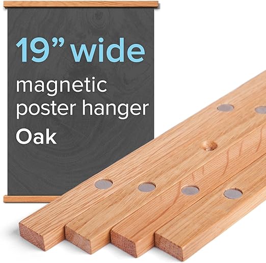 19” Wide Poster Frame Hanger in Oak Solid Wood