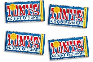 TONY'S CHOCOLONELY Tony’s Chocolonely Belgian Dark Chocolate, Pure Chocolate Bar for Snacks, Party Favors, Gifts, or Gift Basket, Vegan, 70% Cacao, Made From Quality Fairtrade Cocoa & B Corp Certified 6.35 Oz, 4 Bars