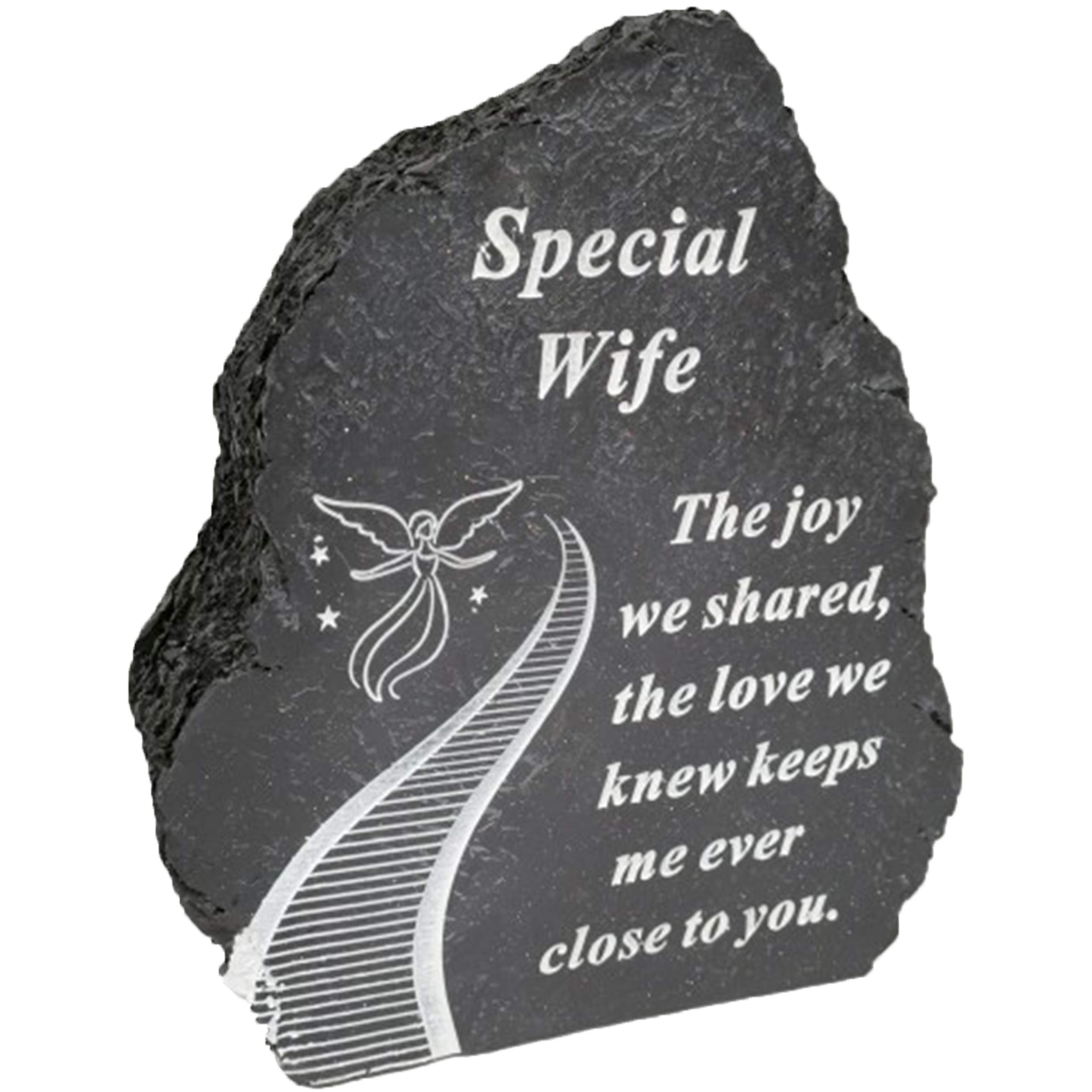 Black And White Stairway To Heaven Special Wife Tribute Detail Rock Memorial Grave Plaque