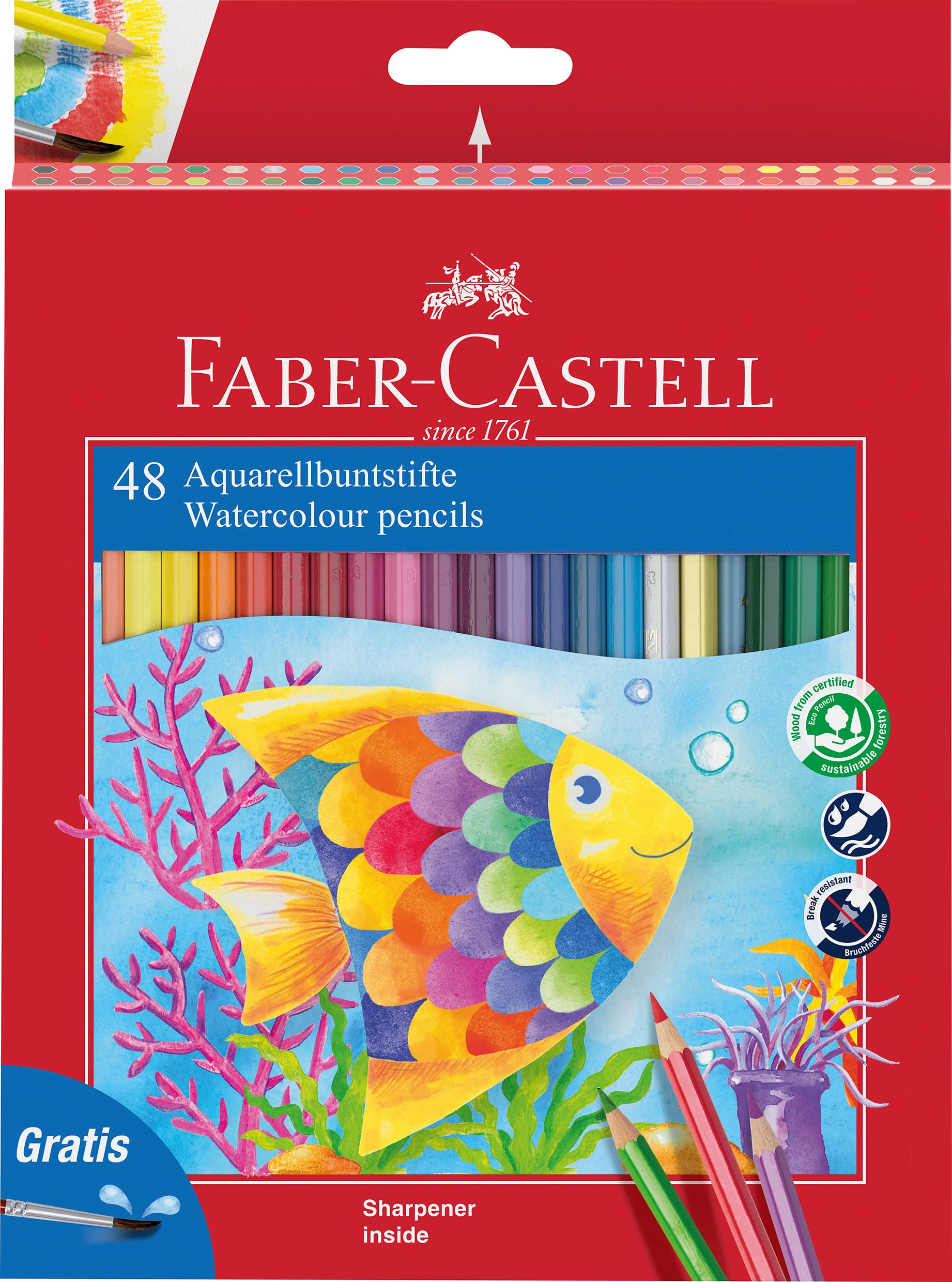 Faber-Castell Watercolour Pencil + Brush Box - 48 Pencils