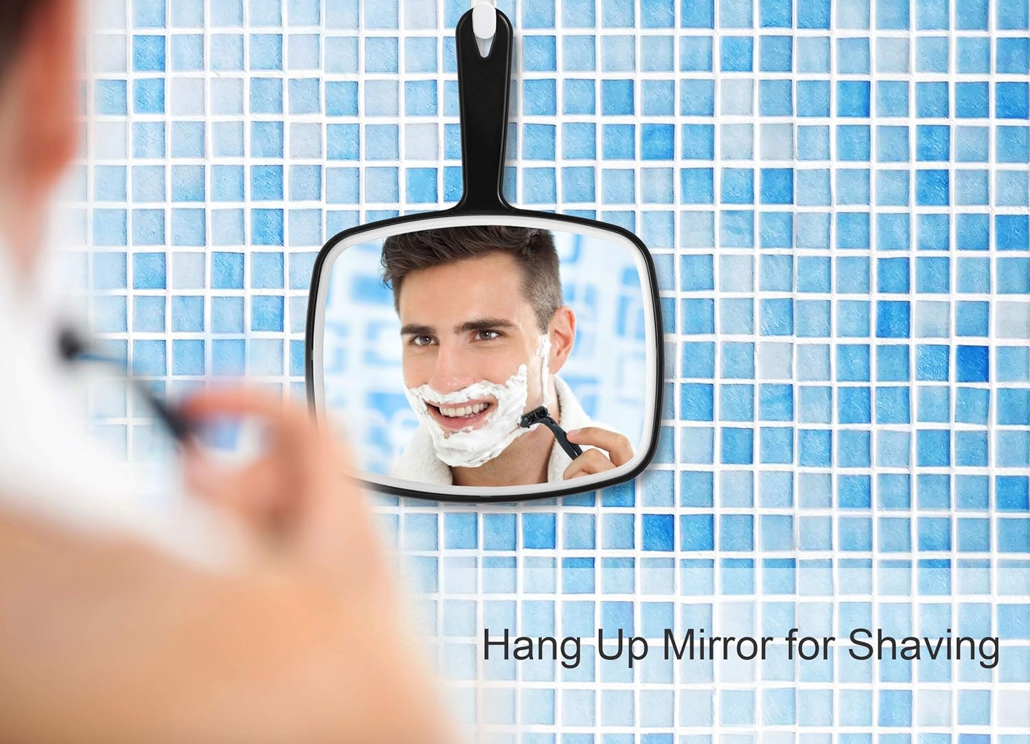 OMIRO Hand Mirror, Black Handheld Mirror with Handle, 6.3" W x 9.6" L: Home & Kitchen