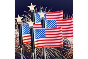 Flumy 2024 4pack Solar American Flag Lights, IP65 Waterproof Solar Outdoor Lights with Five-Star Decoration, Suitable for Memorial Day, Independence Day in The US, Gifts for Family Members