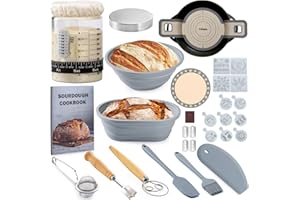 Sourdough Starter Kit, Sourdough Bread Baking Supplies, 40oz Sourdough Starter Jar, Silicone Banneton Bread Proofing Basket S