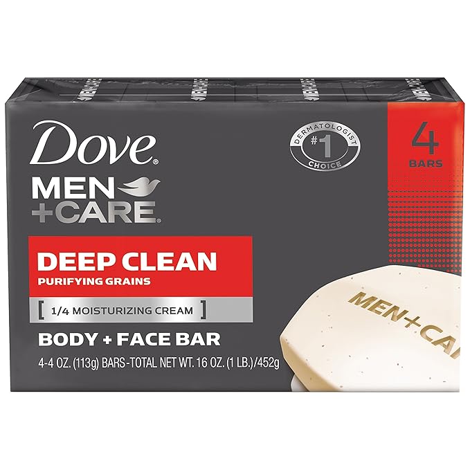 Dove Men Plus Care Body And Face Bar Soap, Deep Clean , 4.25 Oz , 4