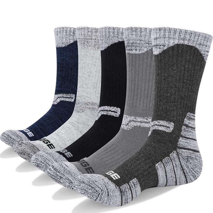 YUEDGE Men's Cushion Breathable Cotton Crew Socks Outdoor Sports