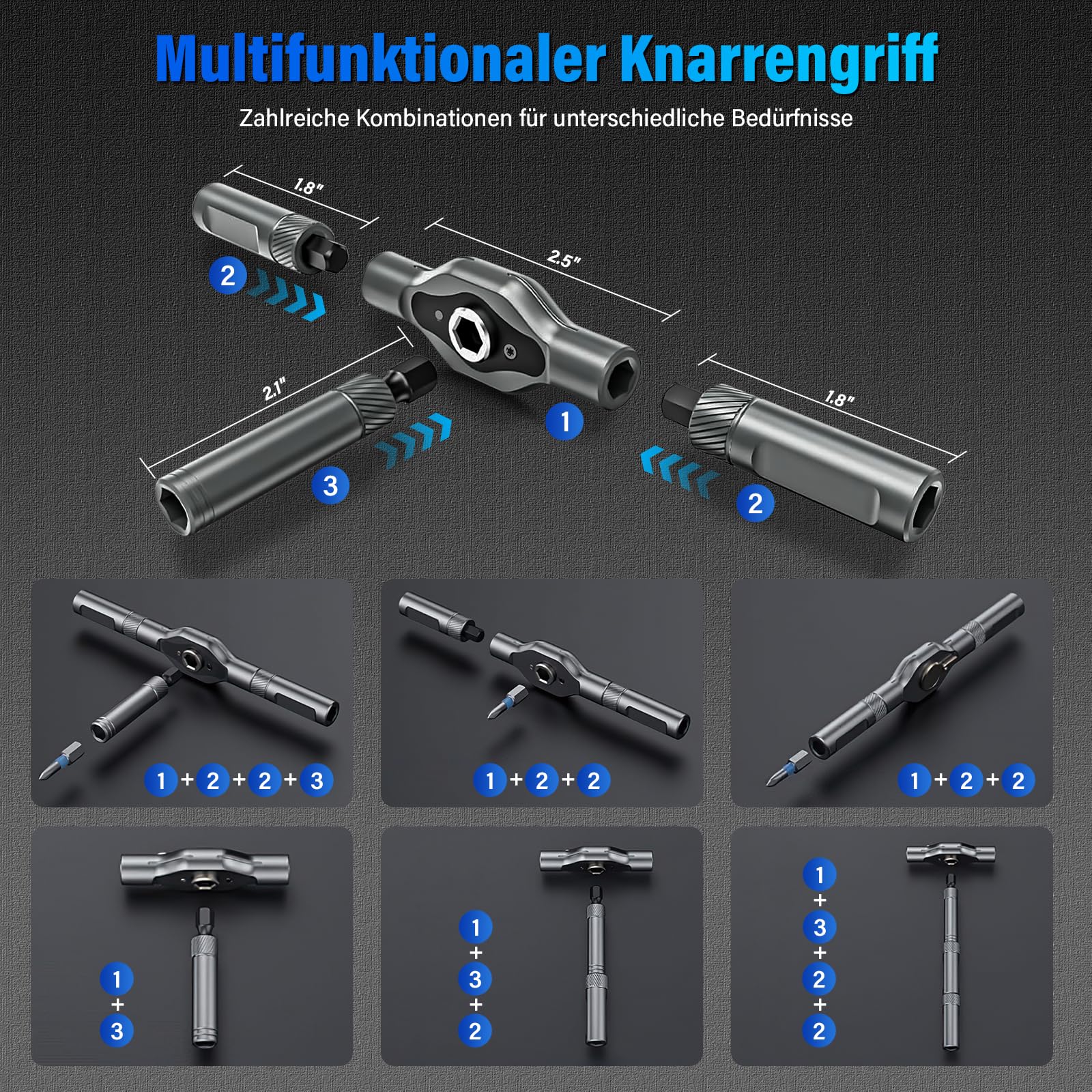 Koeutoze 24-in-1 Ratschenschraubendreher Set – Magnetic Screwdriver Set mit S2-Bits, Abnehmbarer T-Ratschengriff, Feinmechaniker Werkzeug Satz für Möbel, Fahrrad, PC-Reparatur, Kompakt & Tragbar 3