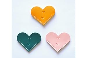 PQ BEES Full Grain Leather Bookmarks, Initial Personalized Bookmarks for Reading, Custom Handmade Corner Bible Heart Shape Bookmarks for Women Men Kids Bookworms, Christmas Book Lovers Gifts (J)