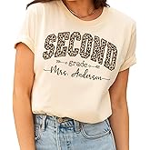 NAZENTI Personalized Teacher Shirt, Back to School Shirts Custom Name, PreK Kindergarten First 2nd 6th Grade Teacher Tee Gift